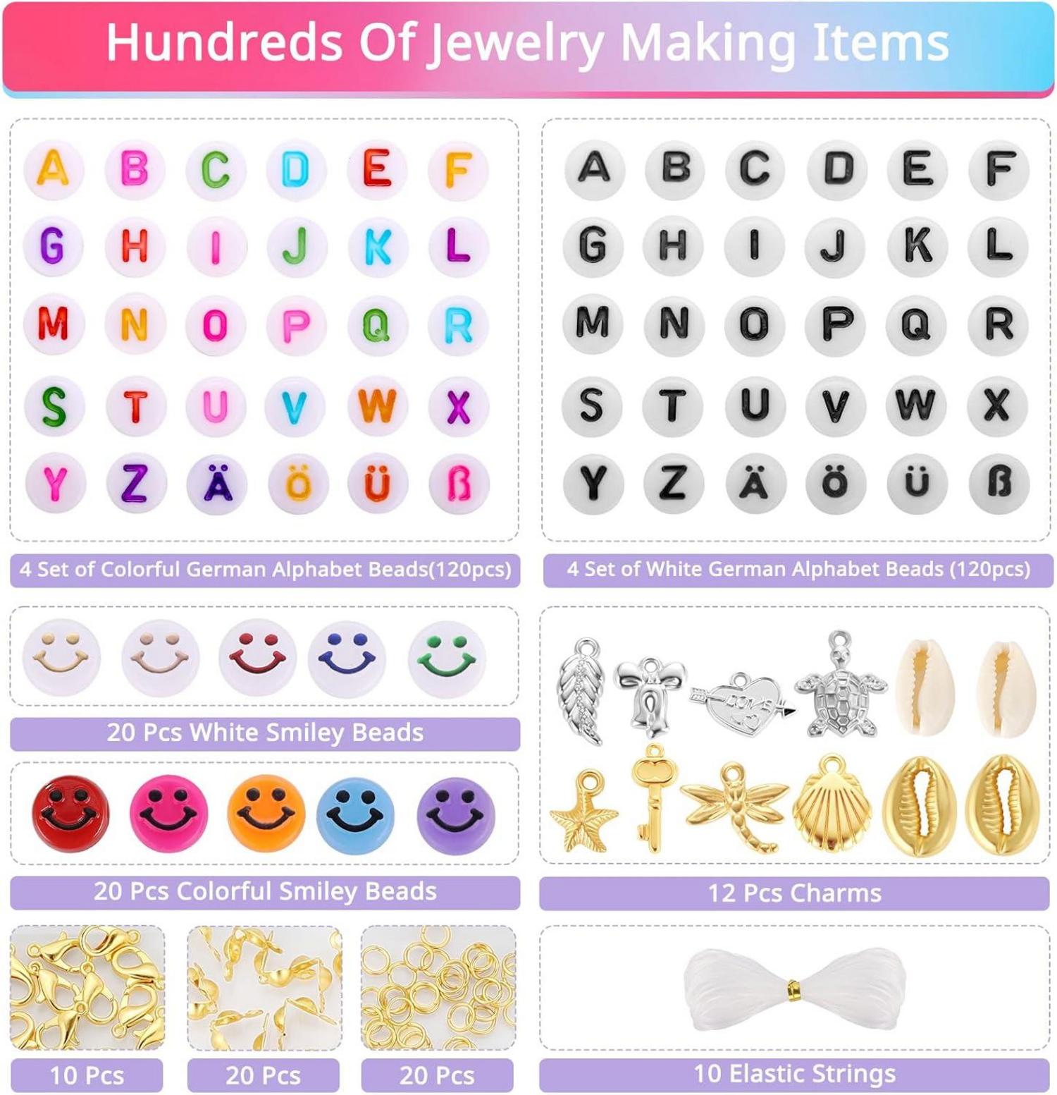 DIY Perlen-Set 14400+ Stück für Mädchen Armband Bastelset