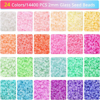 DIY Perlen Set für Mädchen: 14400+ Stück 2mm Perlen zum Auffädeln