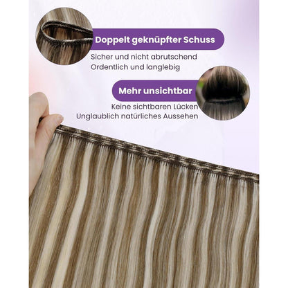 Echthaar Tressen Braun Highlight #P8/60 - 40cm, 100g