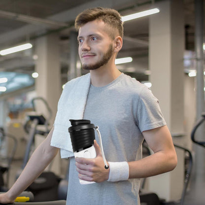 Protein Shaker Bottle 700ml BPA-Free Silicone Grip Black