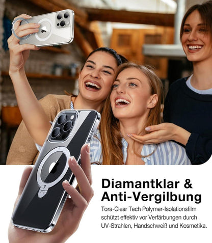 360° Ostand Spin iPhone 14 Pro Hülle Anti-Vergilbung Transparent