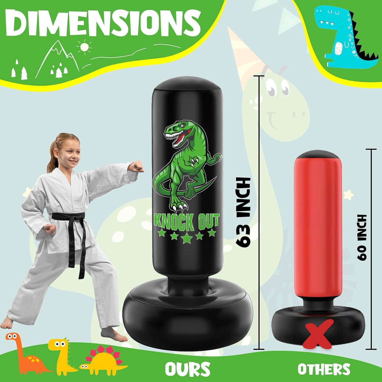 Boxsack Dinosaurier Kinder 160 cm mit Boxhandschuhen