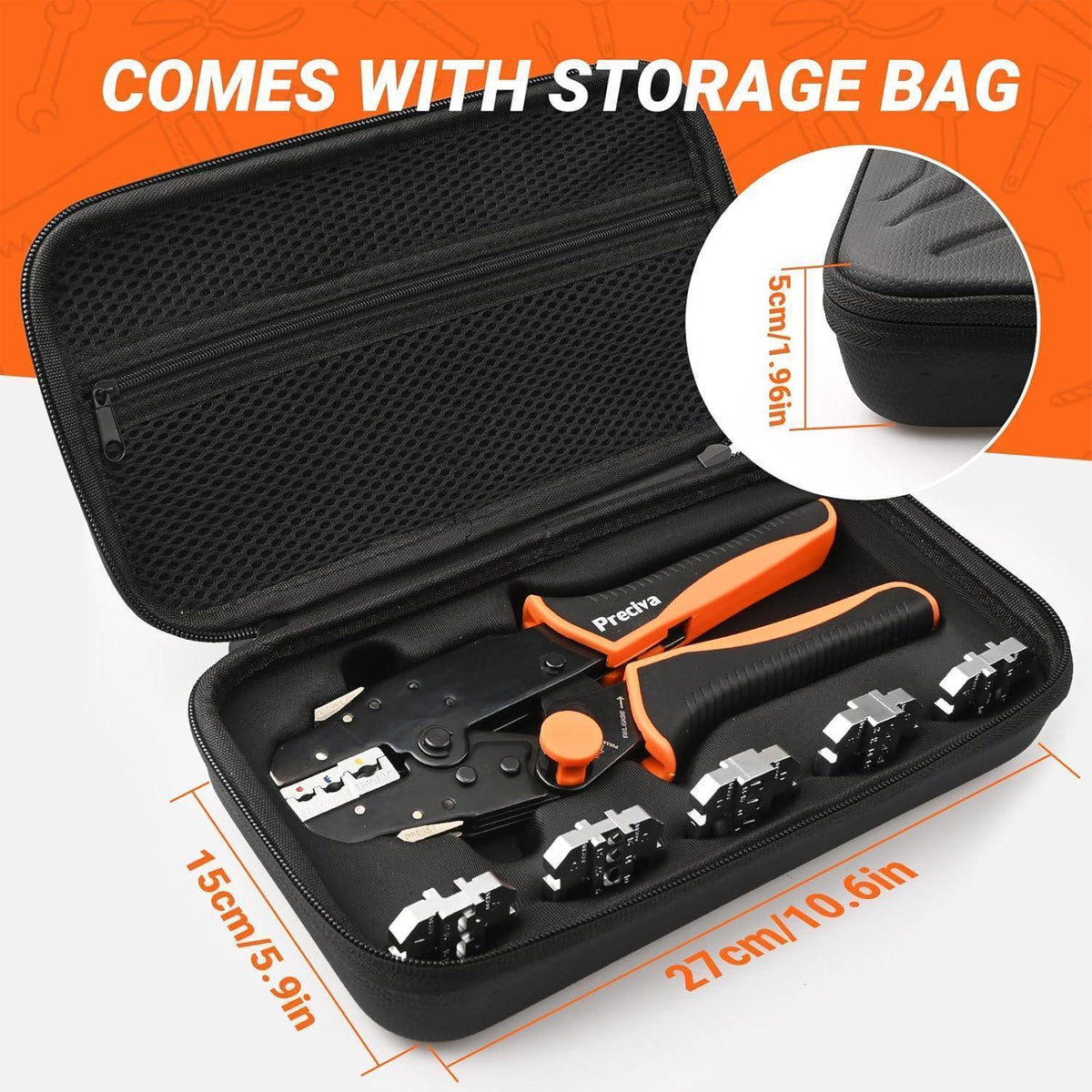 Crimpzange Wechselbacken Set mit 6 Einsätzen und Tasche