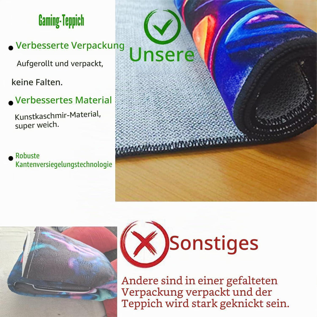 Gaming Teppich 120 x 160 cm – Komfortabler Teppich für Gamer Zimmer
