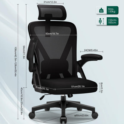Bürostuhl Ergonomisch Verstellbar Kopfstütze Armlehnen
