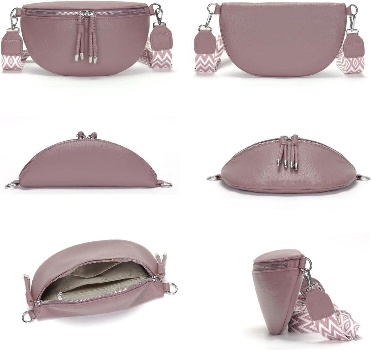 Damen Bauchtasche Veganes Leder Crossbody Umhängetasche Handytasche Lila