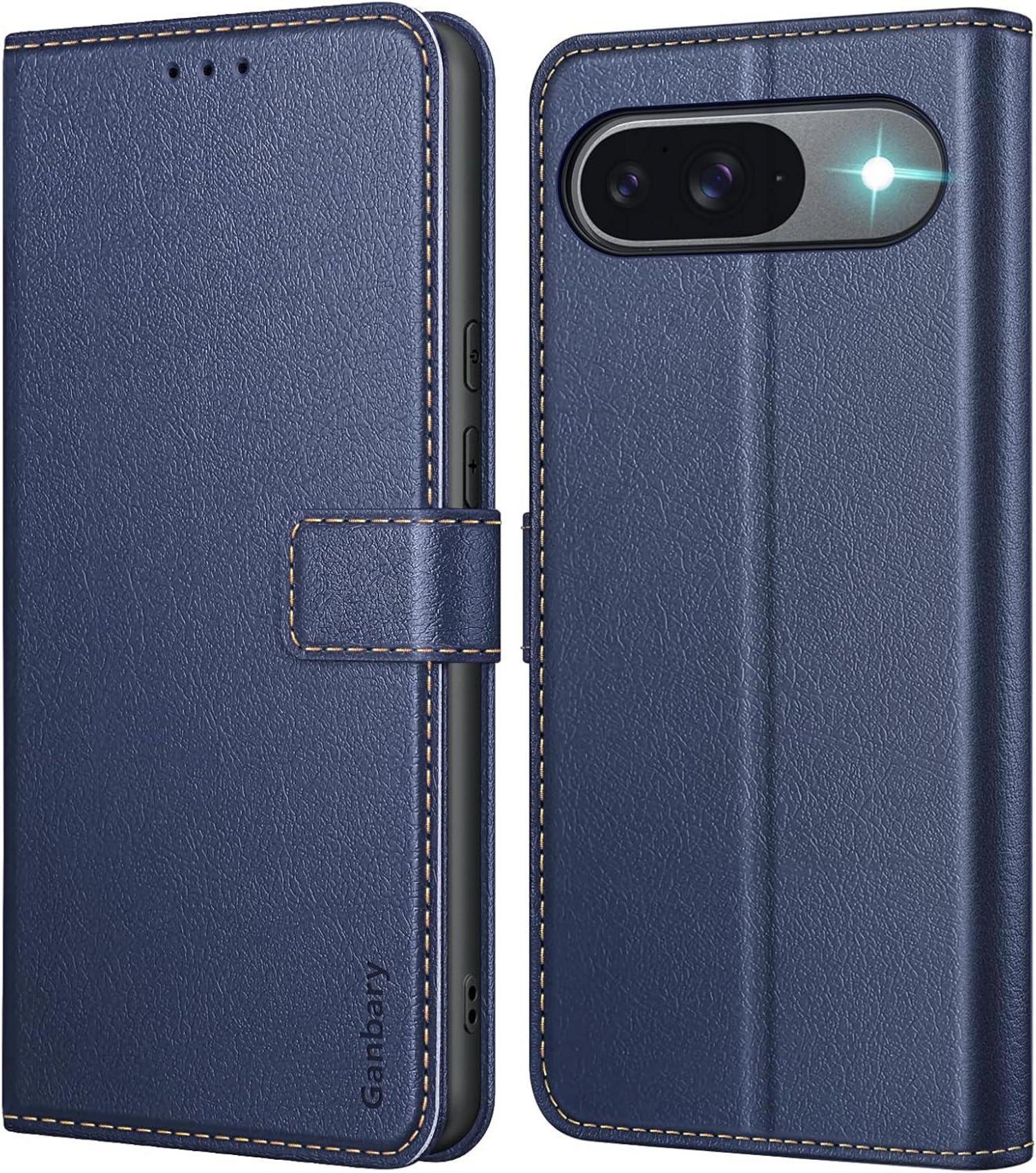 Leder Klapphülle mit Kartenschlitzen für Google Pixel 9 & 9 Pro, Blau