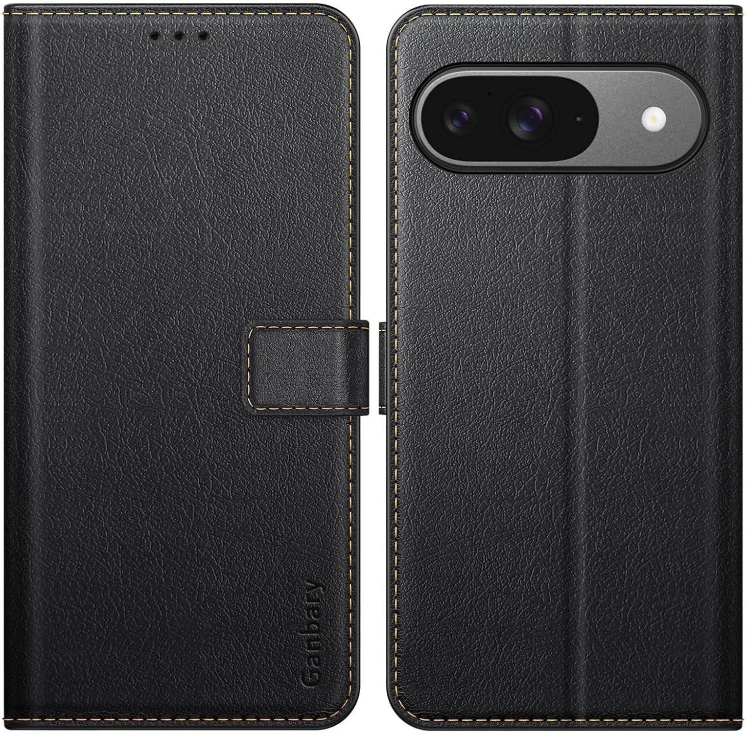 Handyhülle Google Pixel 9 Pro Leder Klapphülle Schwarz