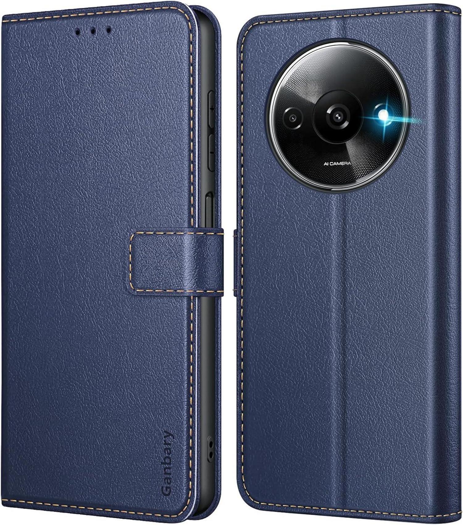 Handyhülle Xiaomi Redmi A3 Leder Klapphülle Blau Cart Slits Stand
