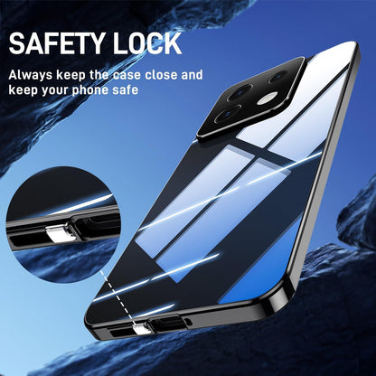 Xiaomi Redmi Note 13 Pro 5G Hülle mit Magnet Adsorption 360° Schutz Kohlefaser Case - Schwarz