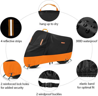 Motorradabdeckung 300D Oxford Wasserdicht 4XL mit Reflektierenden
