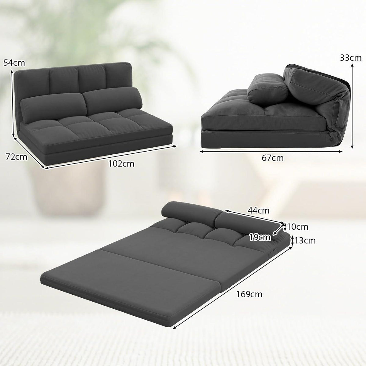 GOPLUS Schlafsessel mit Verstelllehne – 3in1 Sofa für Wohnzimmer