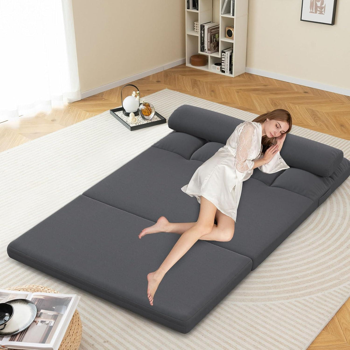 GOPLUS Schlafsessel mit Verstelllehne – 3in1 Sofa für Wohnzimmer