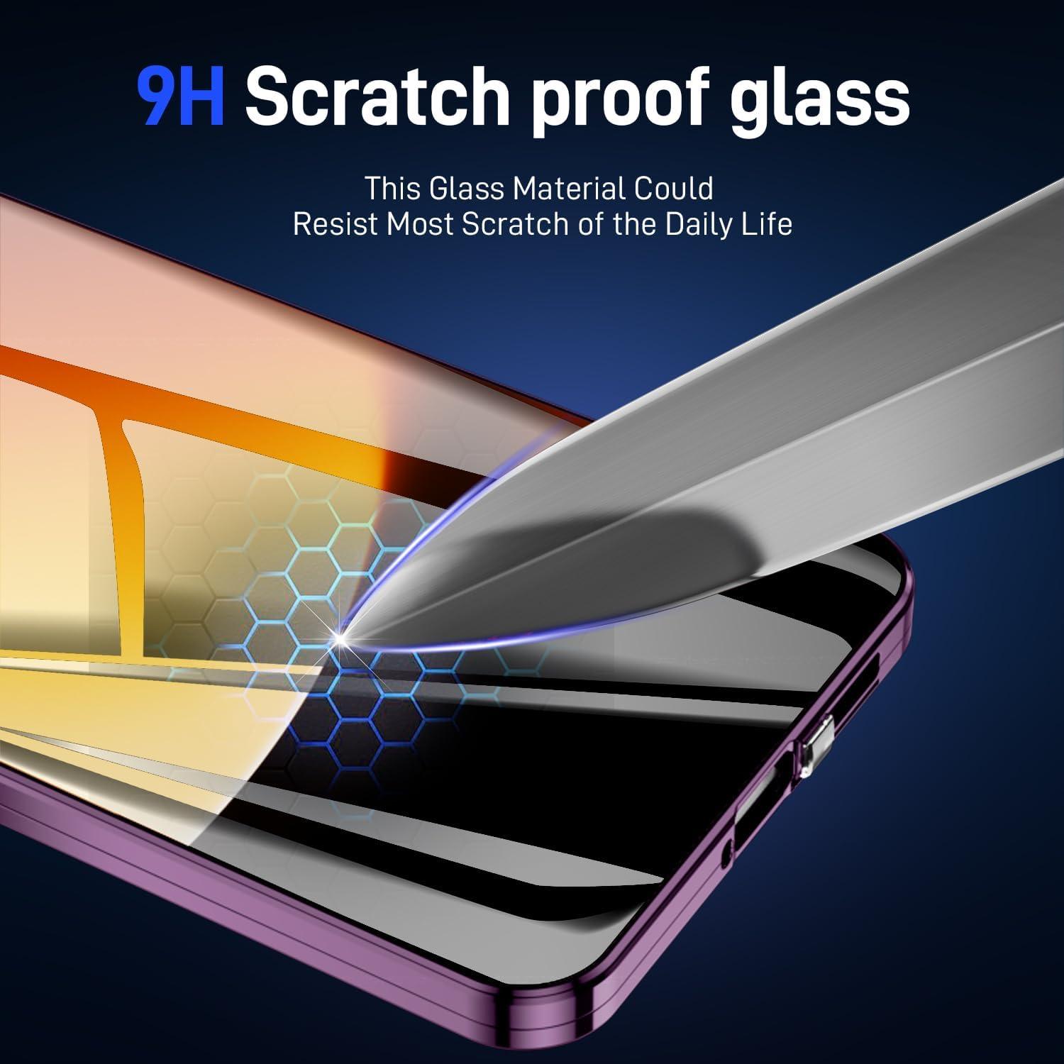 Handyhülle Xiaomi Redmi Note 13 Pro 5G - Magnetisch Aluminium Rahmen Gehärtetes Glas - Lila