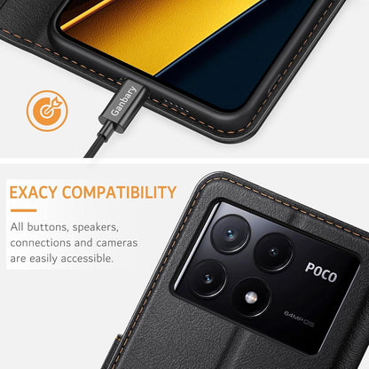 Handyhülle Xiaomi Poco X6 Pro 5G Leder Klapphülle Schwarz