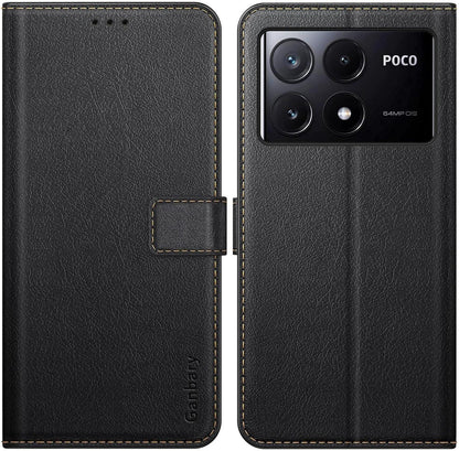 Handyhülle Xiaomi Poco X6 Pro 5G Leder Schwarz - Kartenschlitzen & Standfunktion
