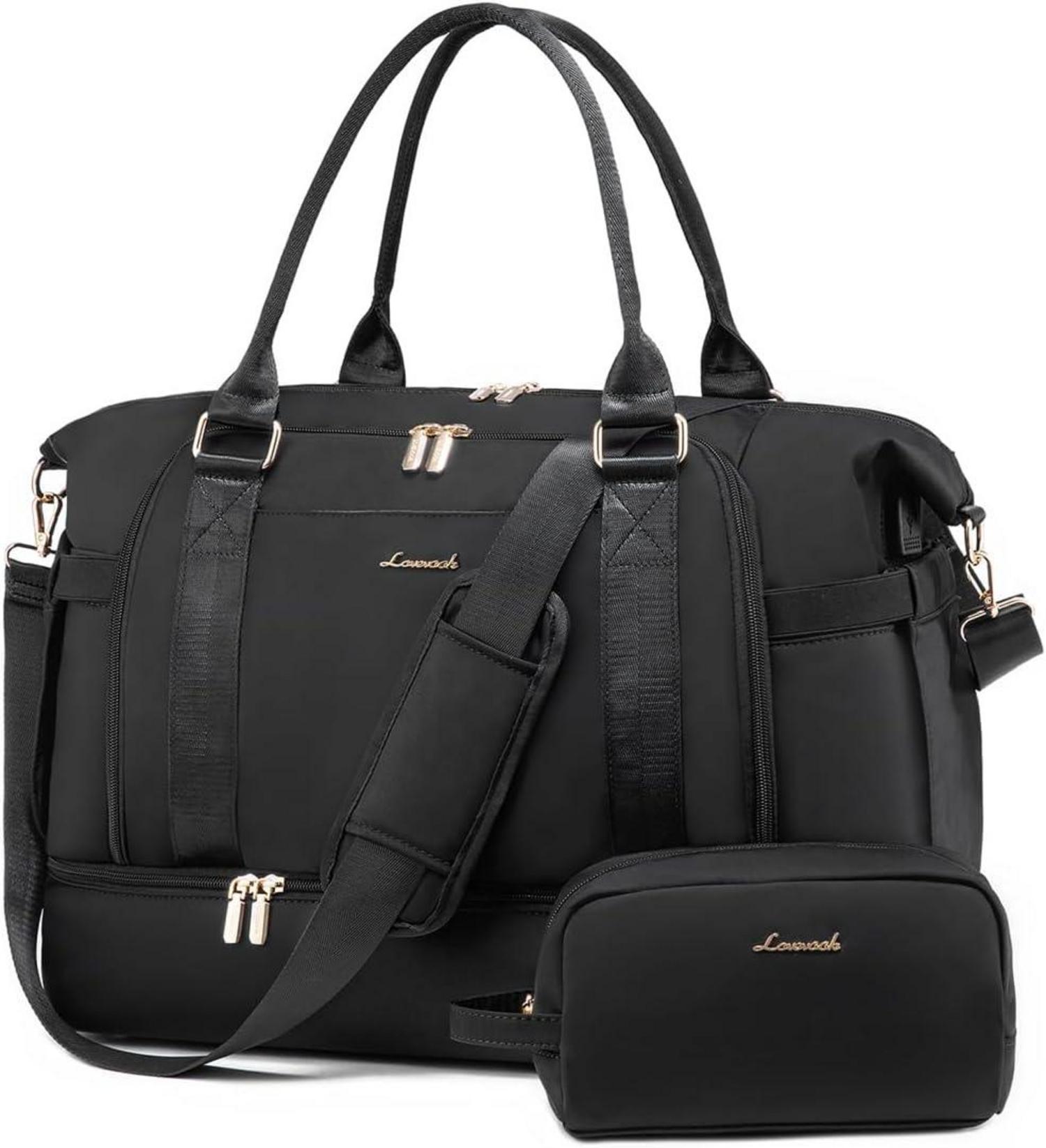 Sporttasche Damen Reisetasche Weekender Schwarz Wasserdicht