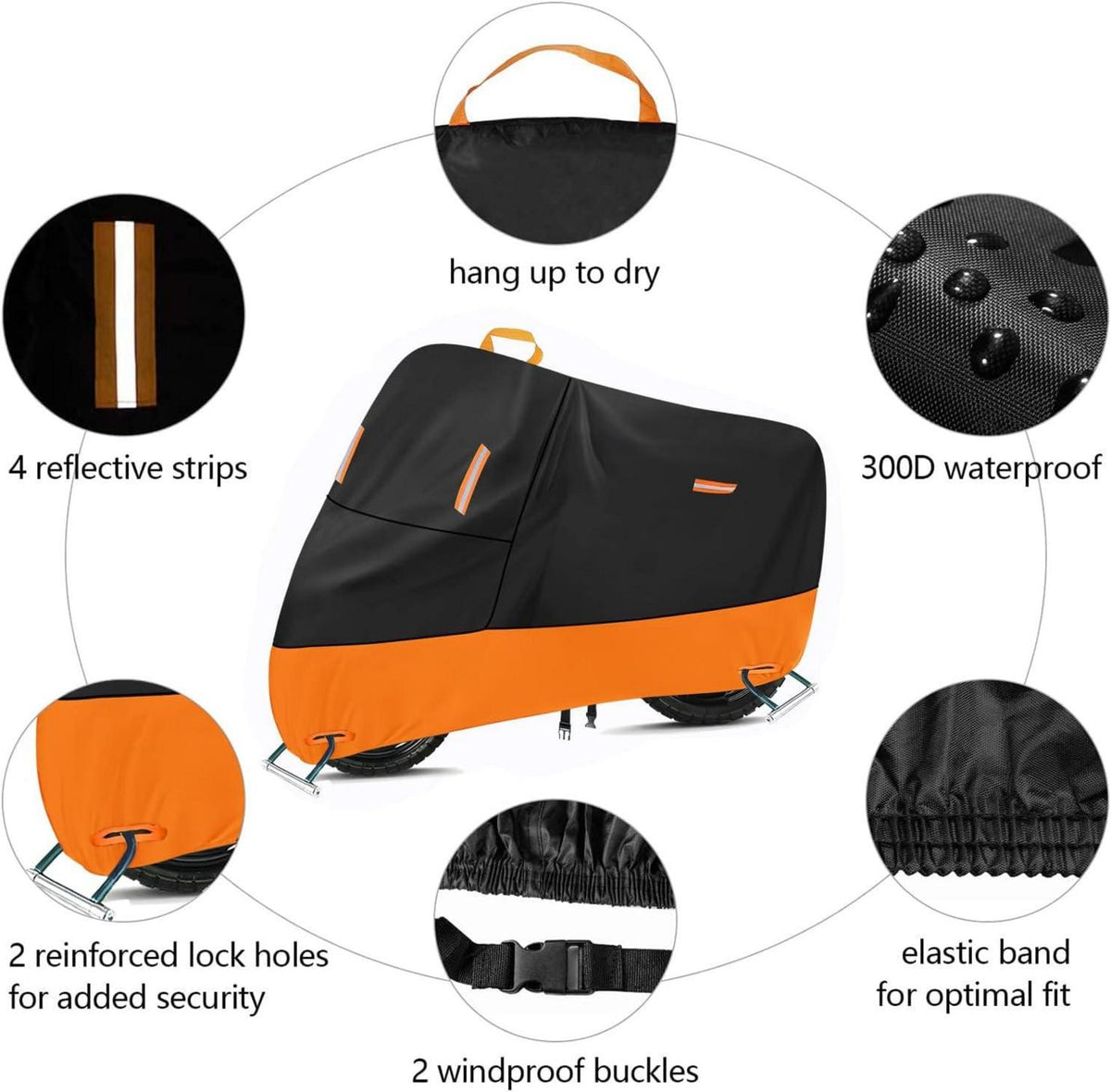 Motorradabdeckung 300D Oxford Wasserdicht Reflektierend 1XL