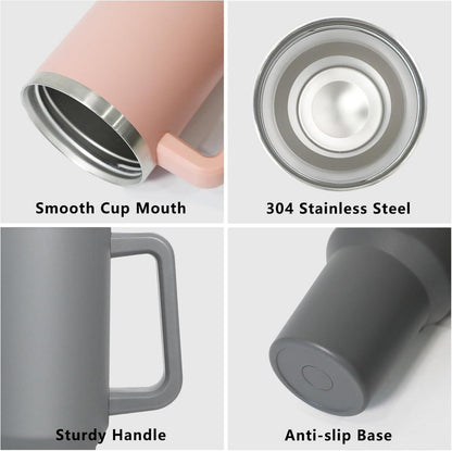 Thermobecher 2-in-1-Deckel 1180ML Trinkbecher Strohhalm Edelstahl