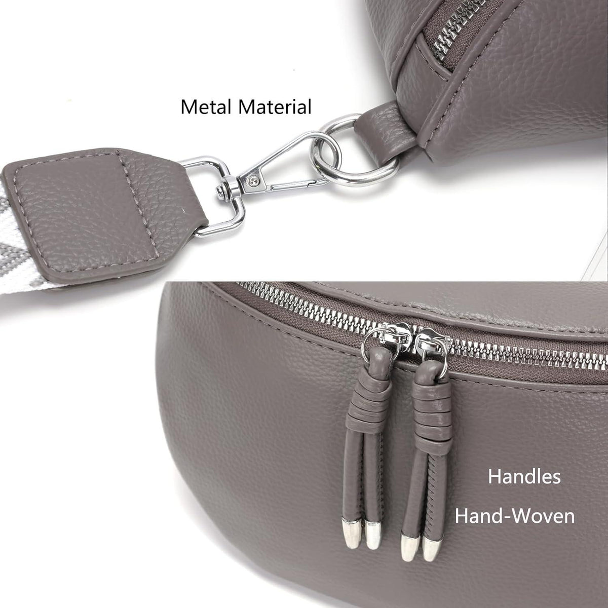 Bauchtasche Damen Veganes Leder Crossbody Handytasche Grau