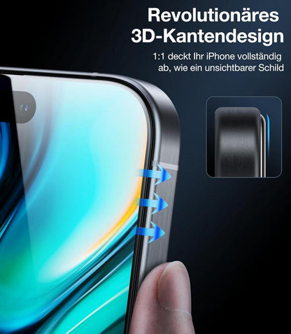 Schutzglas Panzerglas iPhone 15 Pro Max Sichtschutzfolie 9H+ 2 Stück