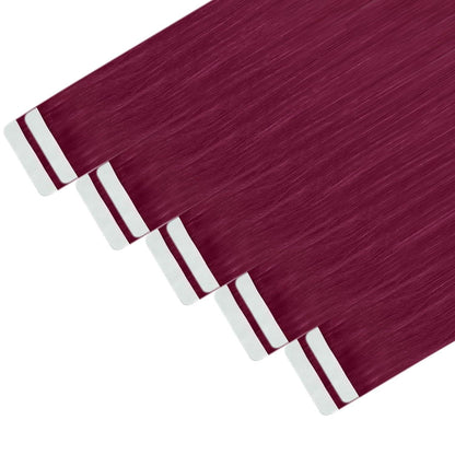 Echthaar Tape Extensions Burgundy Rot 50cm 25g