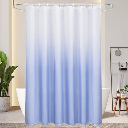 Duschvorhang Textil Blau 180X200cm wasserdicht waschbar mit Ringen