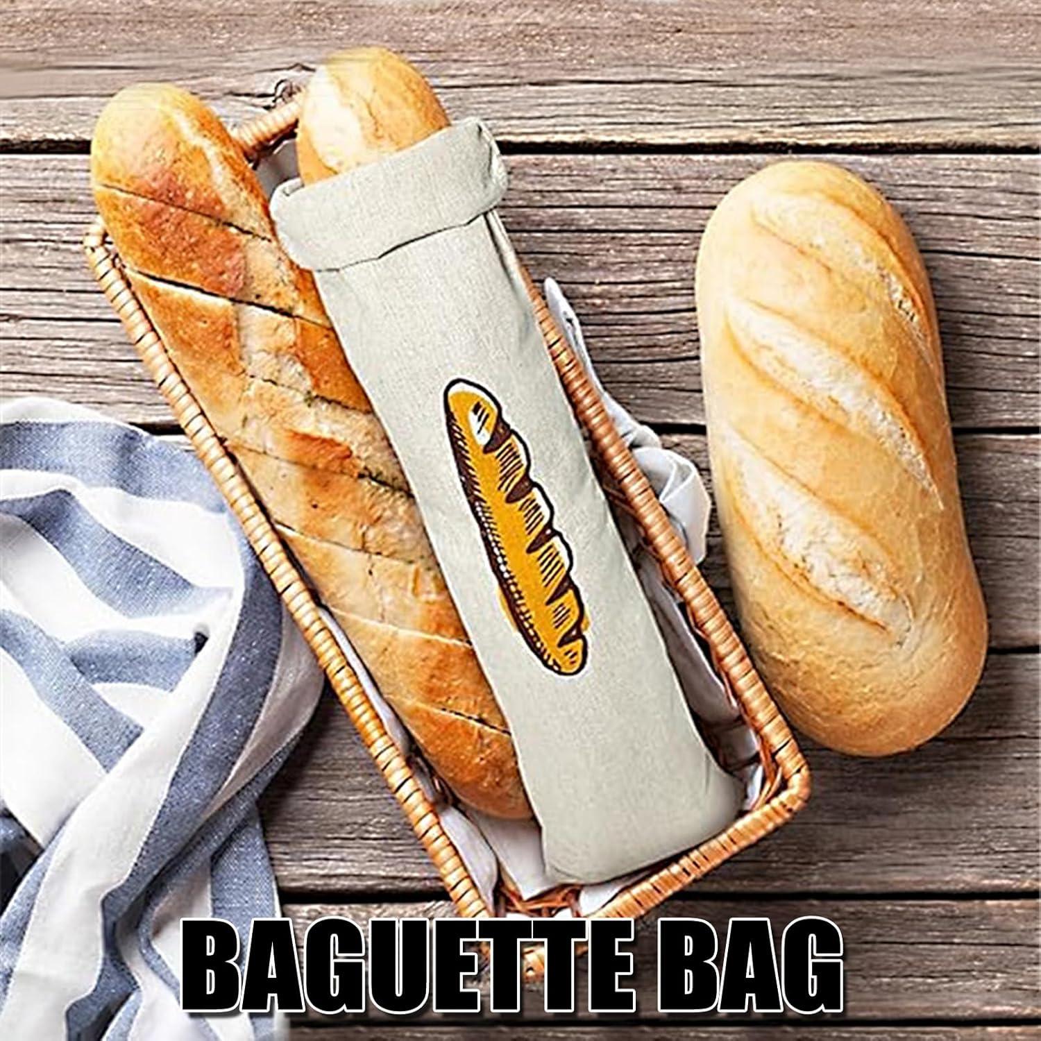 4er Set Leinen Brotbeutel Aufbewahrung Frischhalten Baguette Gemüse