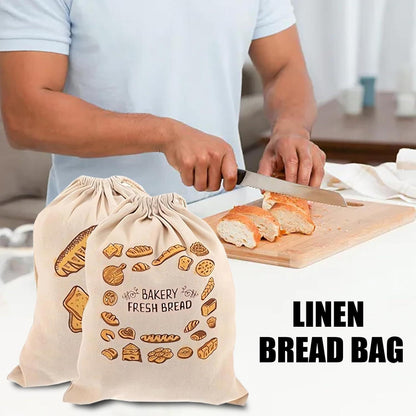 4er Set Leinen Brotbeutel wiederverwendbar für Baguette Aufbewahrung