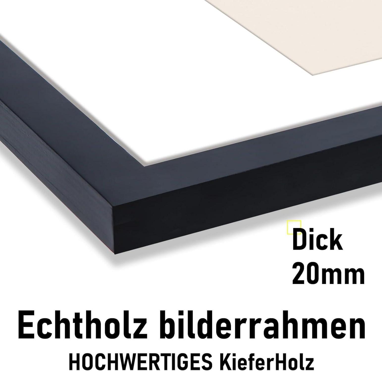 Kollyseek Bilderrahmen 40x50cm Schwarz Echtholz Acrylglas