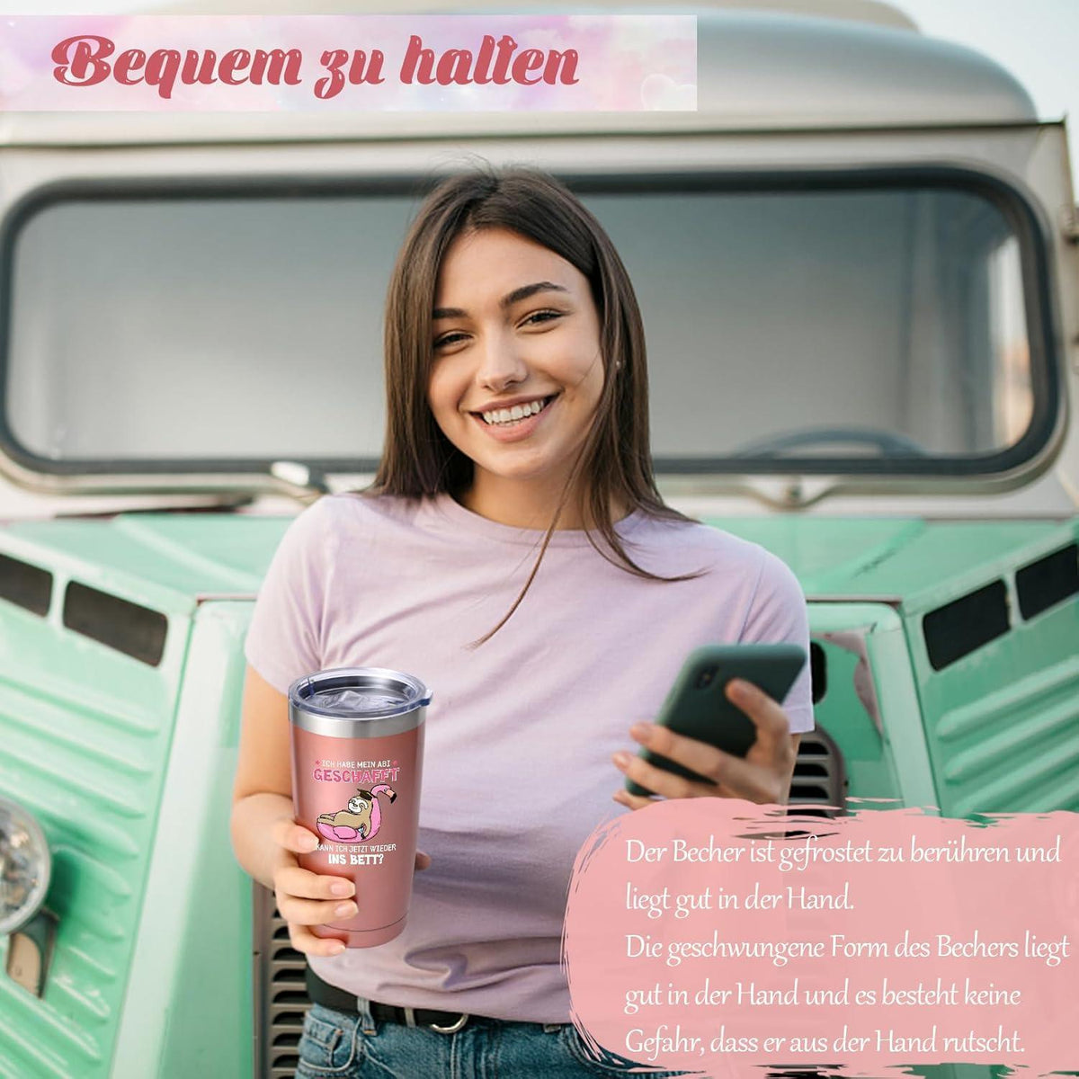 Livole Abi 2024 Geschenk Mädchen Thermobecher 600ml Roségold