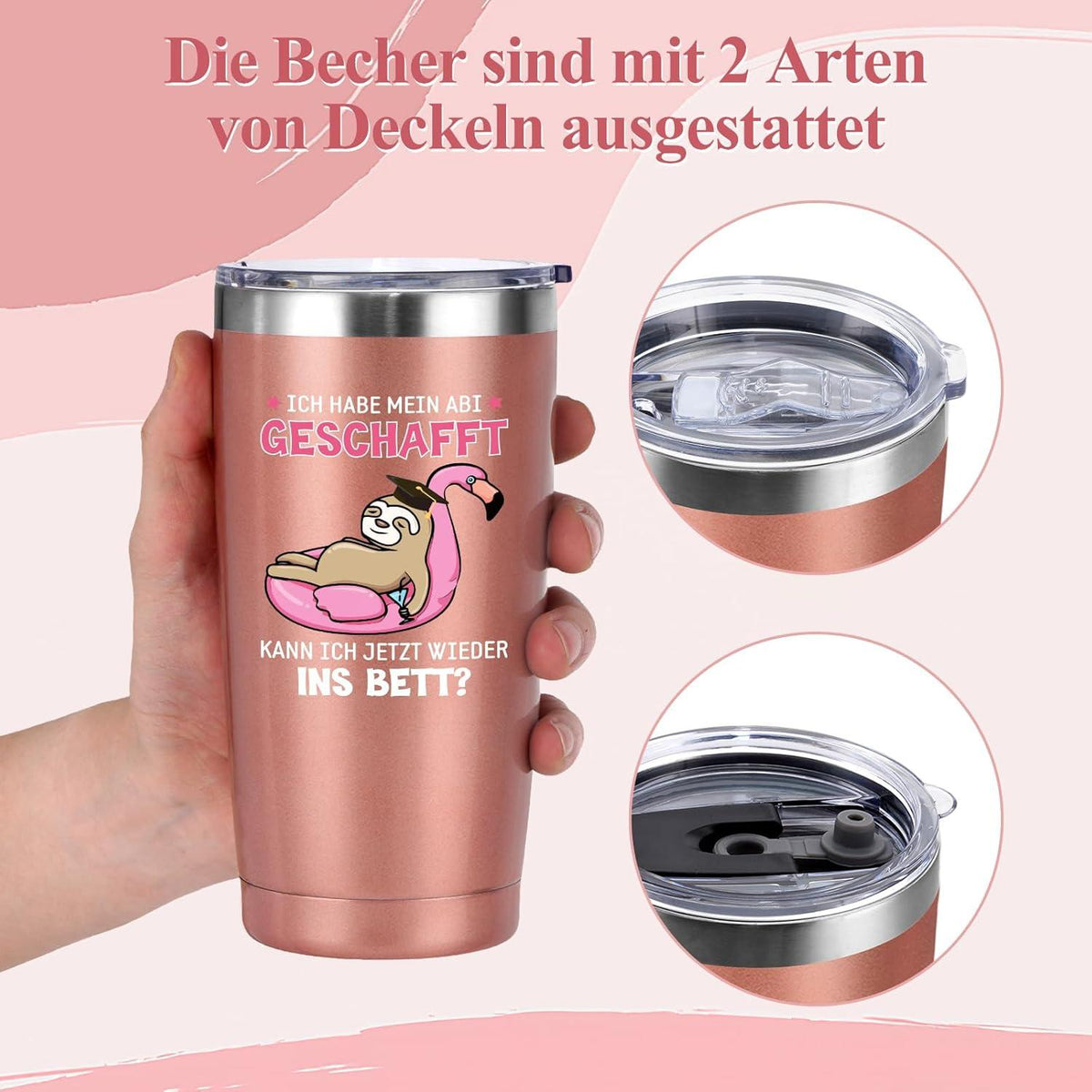 Schulabschluss 2024 Geschenk Mädchen Abi Thermobecher 600ml Ich Habe
