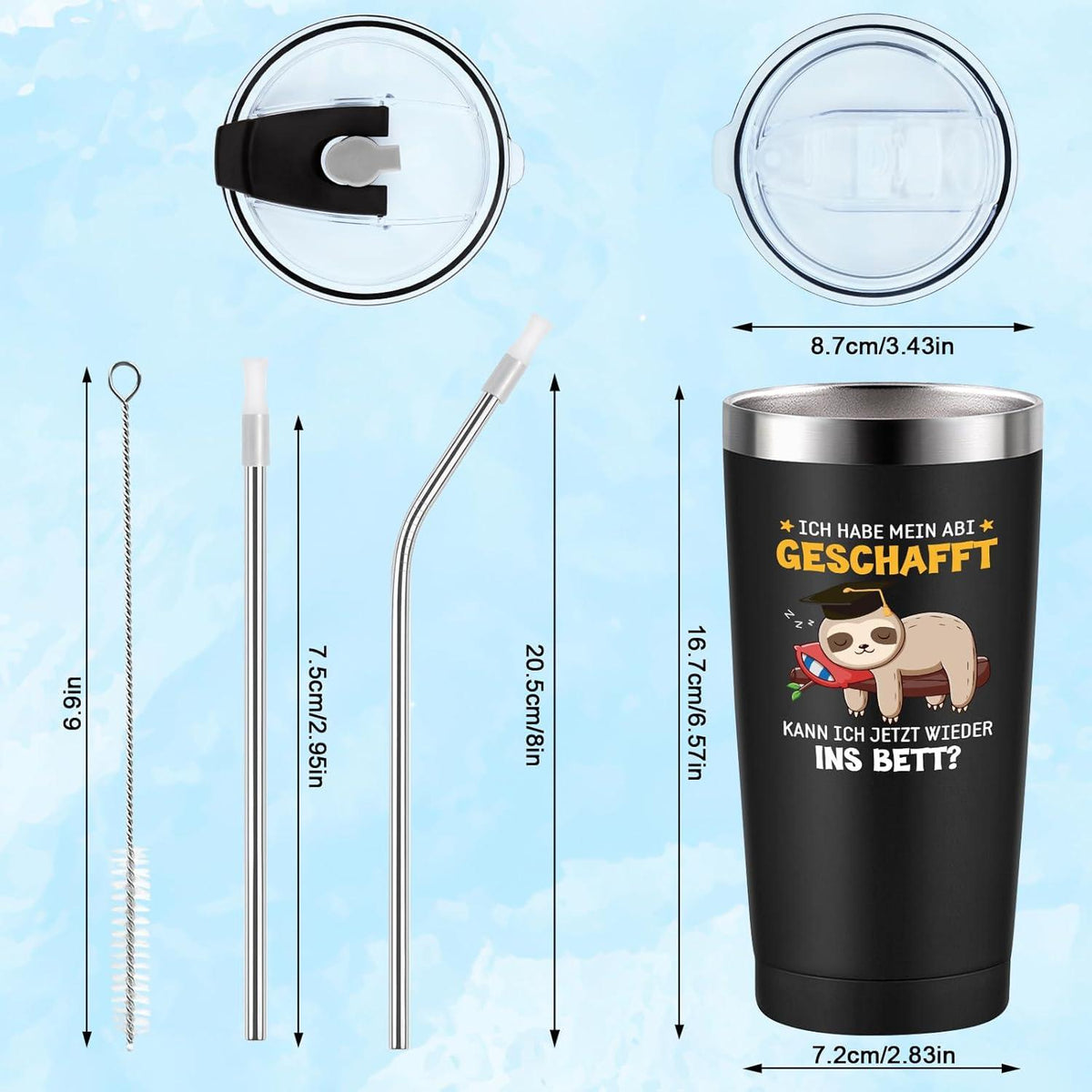 ABI 2024 Geschenk Tasse Junge 600ml Coffee to go Becher Schwarz