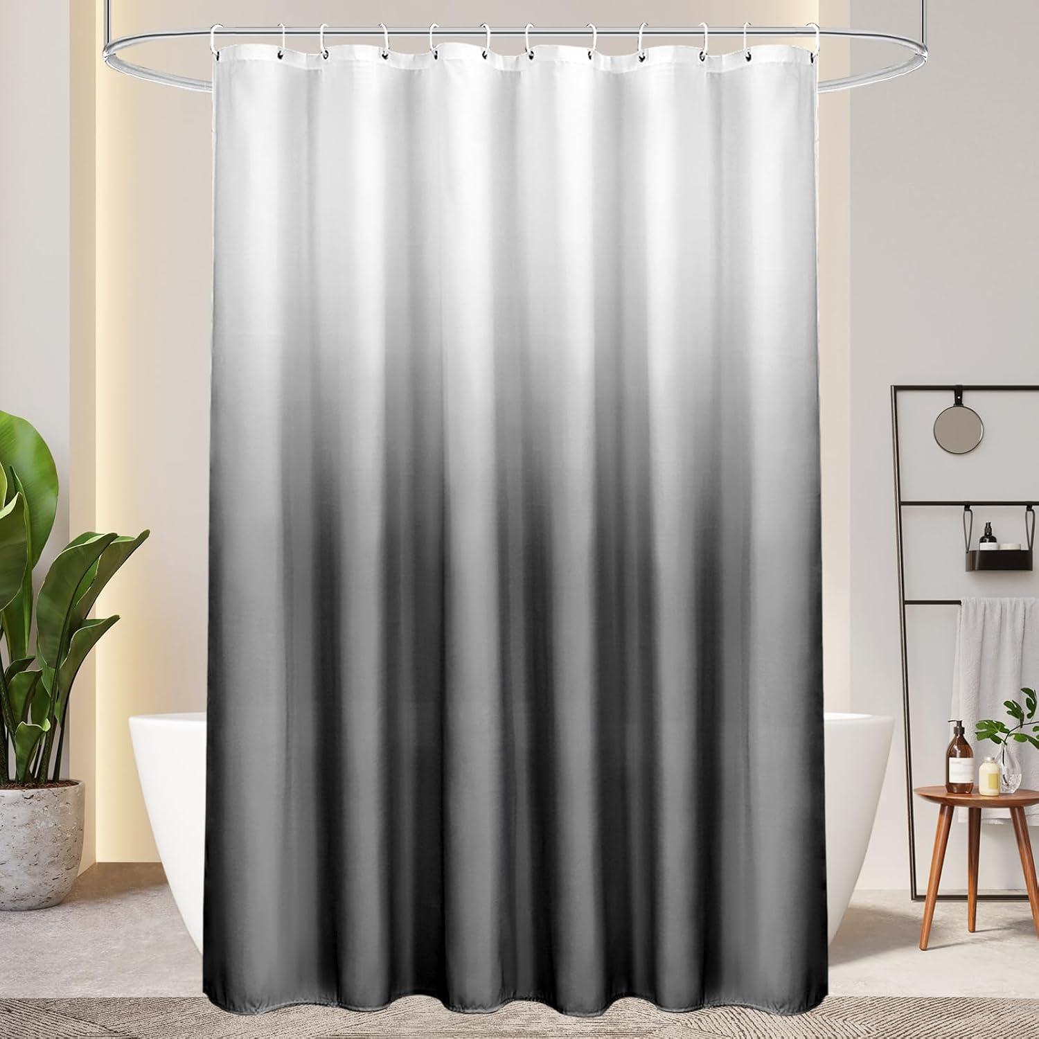 Duschvorhang Textil Grau 180x200cm Wasserdicht Antischimmel Weich