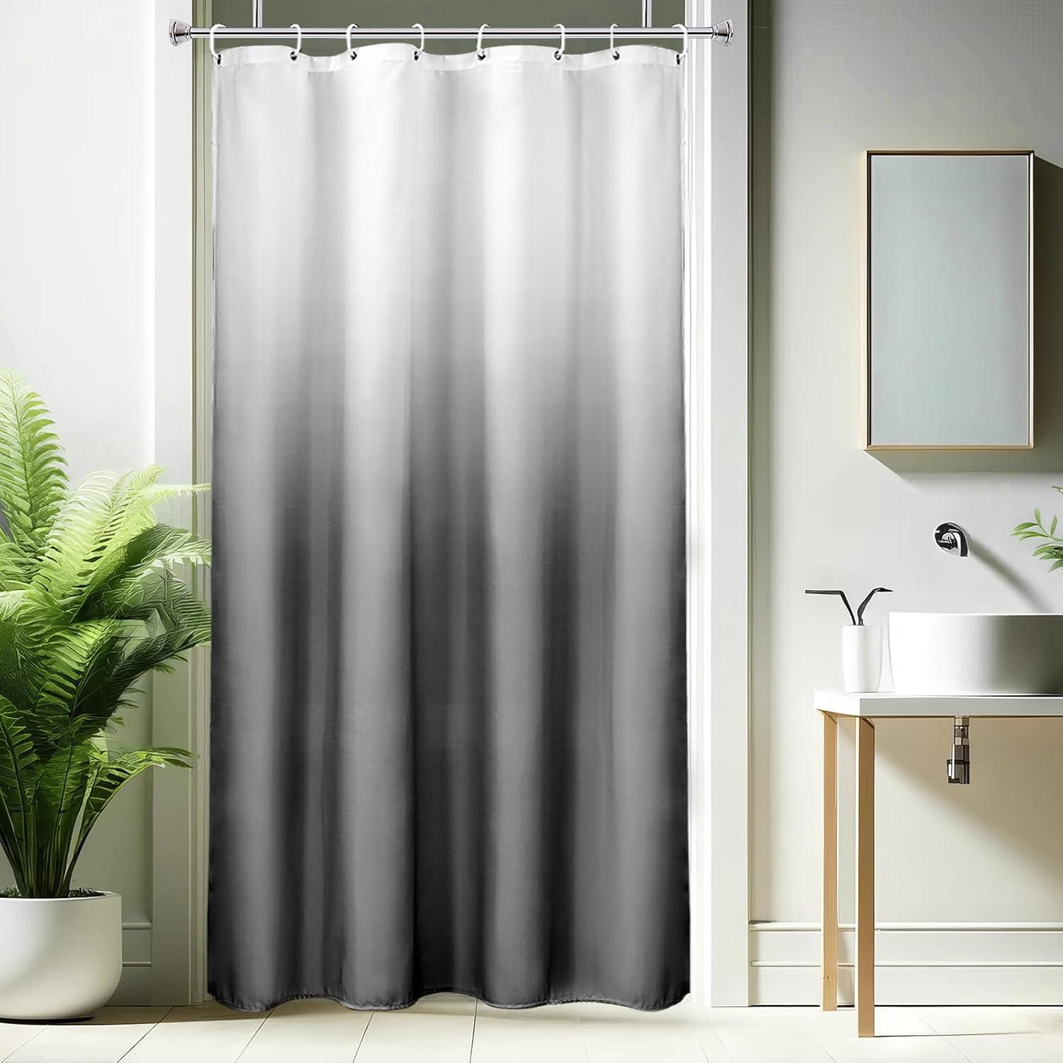 Duschvorhang Textil Grau Wasserdicht Waschbar 120x200cm mit