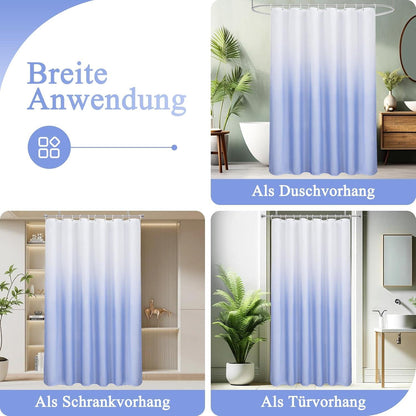 Duschvorhang Blau Textil 180X180cm Wasserdicht Waschbar Antischimmel