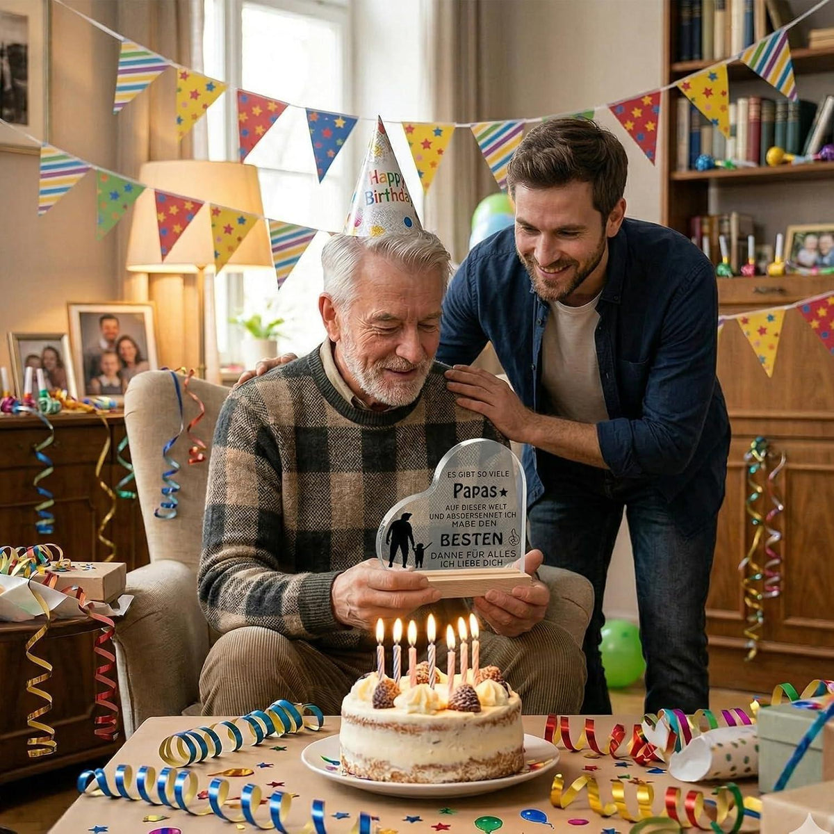 Acryl Dekoration Papa – Herzförmiges Geschenk Vatertag Geburtstag