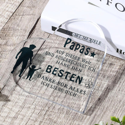 Acryl Dekoration Papa – Herzförmiges Geschenk Vatertag Geburtstag