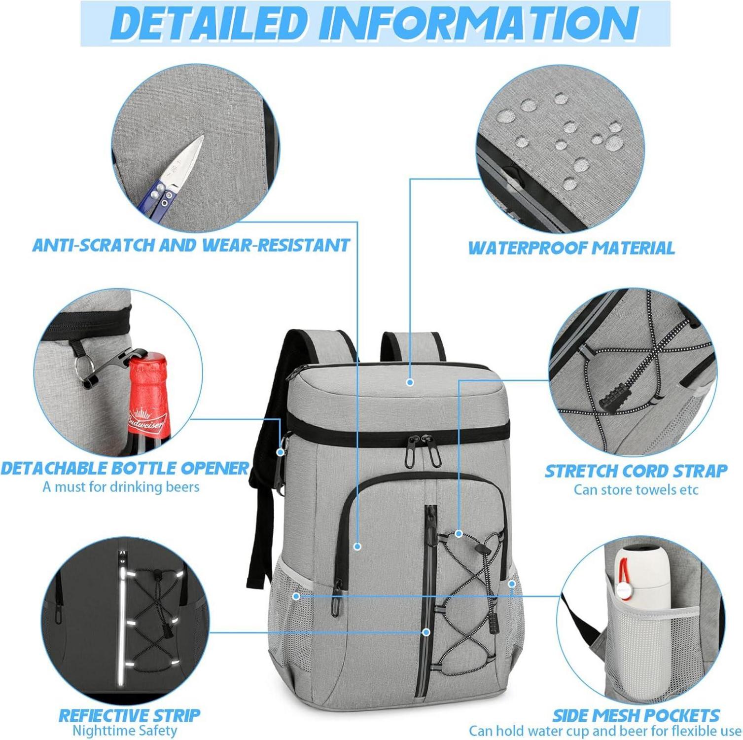 Isolierter Picknickrucksack 28 Liter wasserdicht Lunchtasche Thermotasche