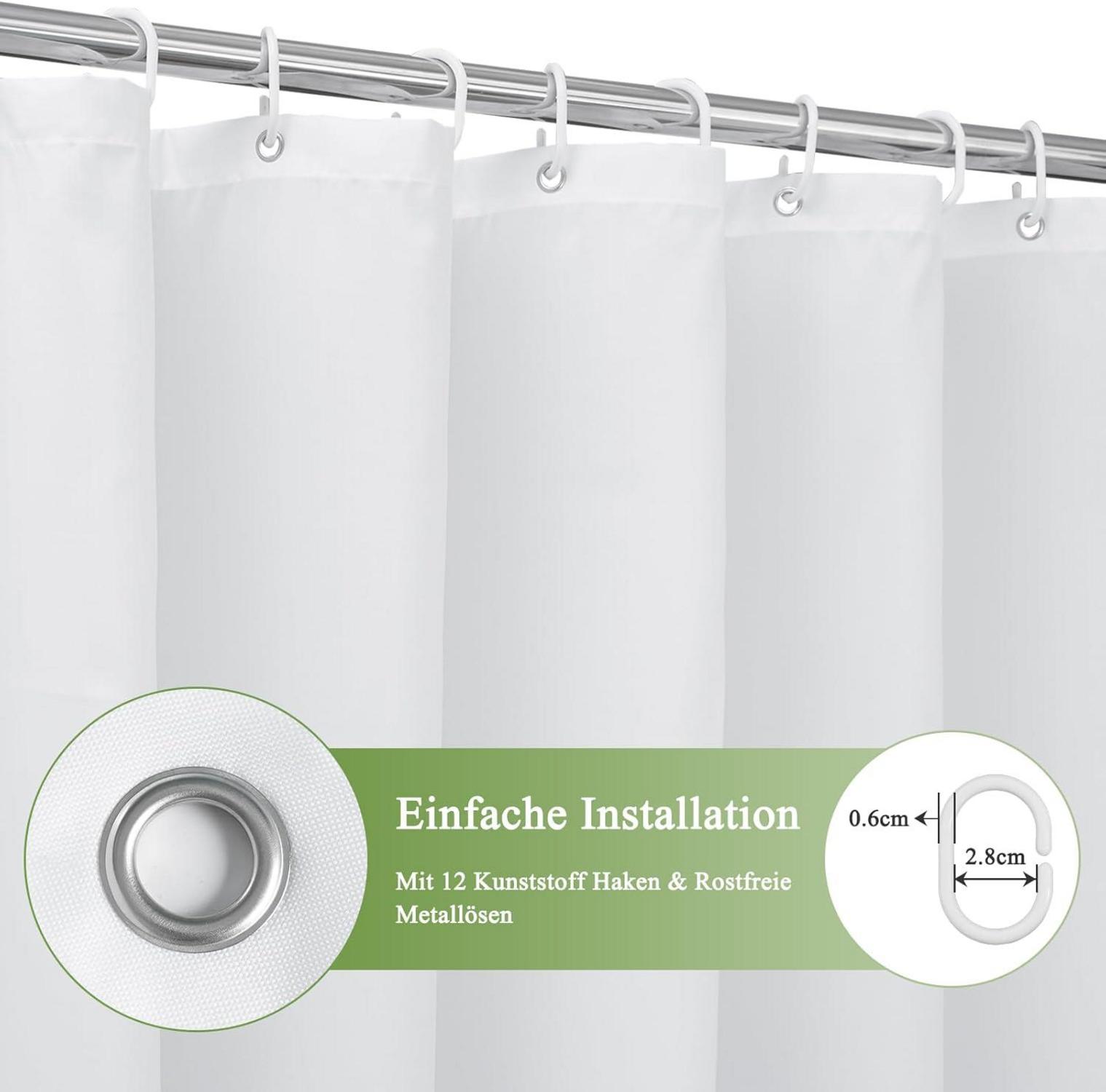 Duschvorhang 180x200cm grün Textil wasserdicht waschbar anti-Schimmel