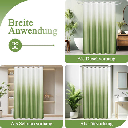 Duschvorhang Textil 180x200cm Grün Wasserdicht Waschbar Antischimmel