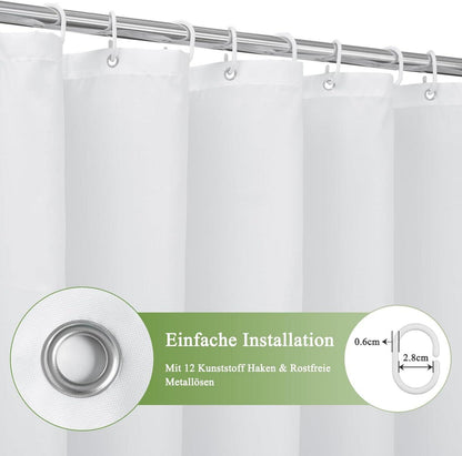 Duschvorhang 220x200cm Wasserdicht Waschbar Textil Grau