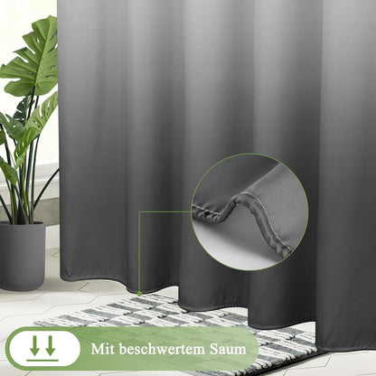 AooHome Duschvorhang 180X190cm Grau Textil, Antischimmel, waschbar, beschwerter Saum