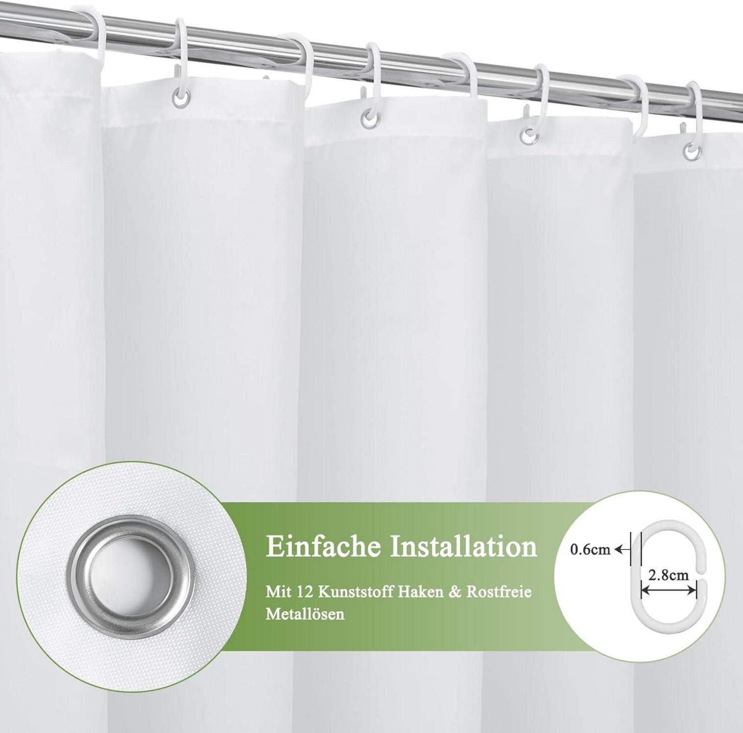 Duschvorhang Textil Grau 180x190cm Wasserdicht Waschbar Antischimmel