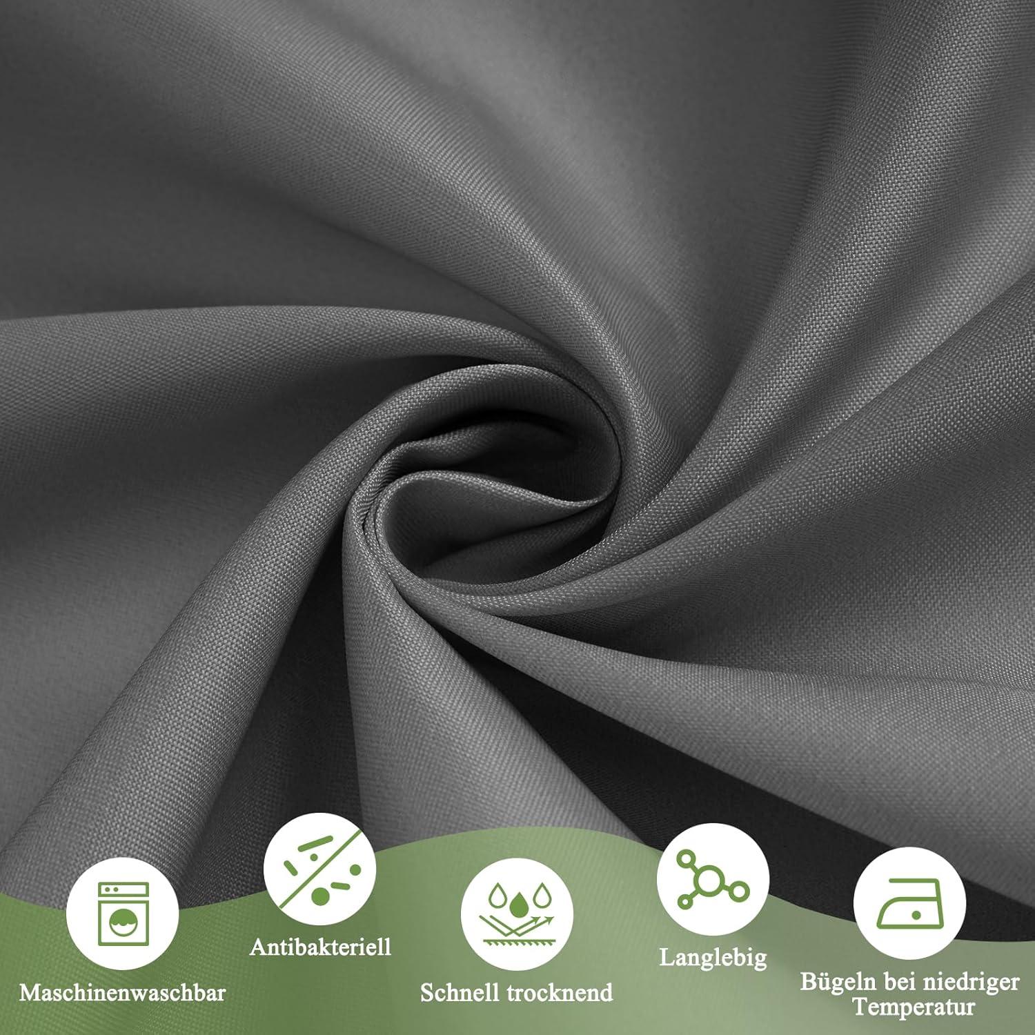 Duschvorhang Textil Grau 180x190cm Wasserdicht Waschbar Antischimmel
