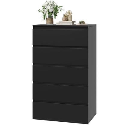 Schwarze Kommode mit 5 Schubladen – 60x40x100cm