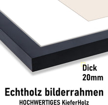 Bilderrahmen Echtholz 30x30cm Acrylglas Schwarz Kieferholz