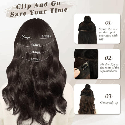 35cm Wellige Braun Clip in Extensions 5-teilig Haarverlängerung