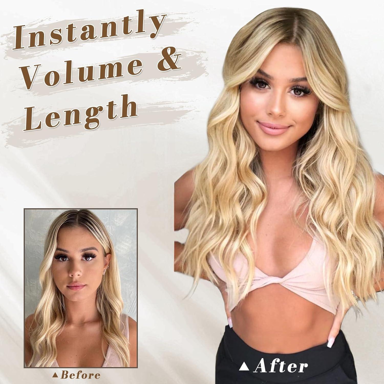 Blonde Wellige Clip in Extensions 35cm 5PCs Weiches Dickes Haarteil