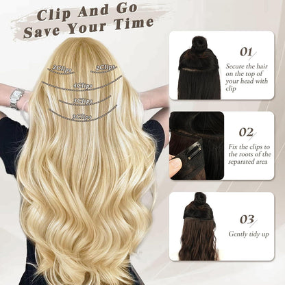 35 cm Blond Wellige Clip-in Haarverlängerung 5-teilig für Frauen - Synthetisch